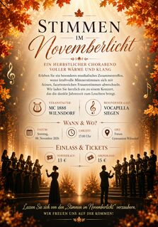 Herbstlicher Chorabend MC1888 am 08.11.2026 im Gymnasium Wilnsdorf